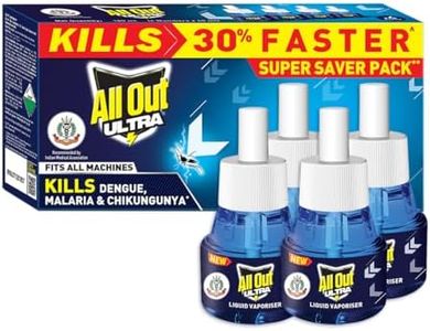 All Out Ultra Liquid Vaporizer, 4 Refills (45ml) | Kills Dengue, Malaria & Chikungunya Spreading Mosquitoes | India's Only Mosquito Killer Brand Recommended by Indian Medical Association