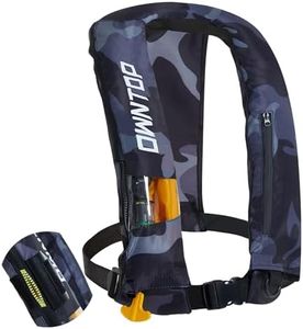 Owntop Automatic/Manual Inflatable Vest, Manual Convertible Option, Low Profile, Zipper Closure, Inflatable Fishing Jacket for Kayaking, Boating and Fishing, 24g CO2 Cylinder Included