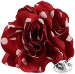 Vittorio Vico Men's Formal Polka Dot Flower Lapel Pin, Boutonniere for Men (Burgundy/White)