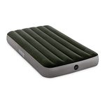 INTEX 64762E Dura-Beam Standard Downy Air Mattress: Fiber-Tech – Full Size – Built-in Foot Pump – 10in Bed Height – 300lb Weight Capacity