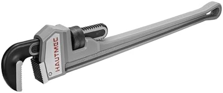 HAUTMEC 24 Inch Aluminum Straight Pipe Wrench, Adjustable Plumbing Wrench, 3" Jaw Capacity, Heavy Duty Plumbing Pipe Wrench, for Pipes, Tees, Ball Valves and Other Objects HT0187-PW