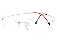 Agstum Pure Titanium Rimless Frame Prescription Hingeless Eyeglasses Rx (Gold., 52)