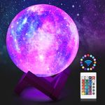 Moon Light Galaxy Lamp 5.9 inch 16 Colors LED 3D Moon Lamp, Remote Touch & Pat Control Cool Night Light Item for Adults Girls Boys Kids Birthday, Bedroom Home Decor