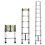 Multibao 2.9m 9.5Ft Telescopic Ladder Telescoping Loft Ladder Multi-Purpose Aluminium Extension Extendable Step Folding 330 pound/150 kg Capacity 10 Steps