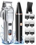 oneisall Dog Clippers and Dog Paw Trimmer 2 in 1 Kit Professional for Thick Hair, Low Noise Cordless Dog Grooming Kit with Stainless Steel Blade, Pet Shaver Trimmer for Dogs Cats, Waterproof