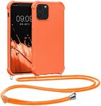 kwmobile Crossbody Case Compatible with Apple iPhone 12 / iPhone 12 Pro Case - TPU Silicone Cover with Strap - Fruity Orange