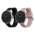 kwmobile Straps Compatible with Withings ScanWatch 38mm / Steel HR 36mm / Move ECG Straps - 2X Replacement Silicone Watch Bands - Black/Dusty Pink