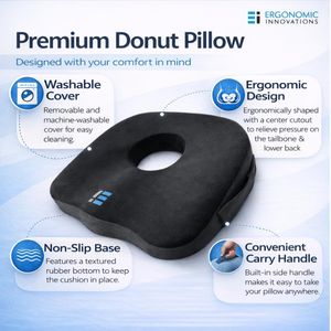 Orthopedic Memory Foam Coccyx Cushion with Cooling Gel – Tailbone & Back Pain Relief