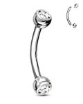 COCHARM G23 Solid Titanium Belly Button Rings 14G CZ Small Short Belly Rings Long Navel Rings 6mm/8mm/10mm/12mm/14mm/16mm Curved Barbell, Titanium, cubic zirconia