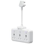 Portronics 2500W Power Plate Nano 3-in-1 Power Extender with 3 Universal Sockets, Individual Switches, 180° Flexible Cord, Child Safety Shutters, for Home, Office, Laptops, Mobiles & Appliances