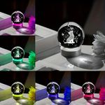 GITGRNTH 3D Crystal Ball Lamp with 16 Colors Changing LED Wooden Base - Solar System Night Light, 3D Crystal Ball, Galaxy Lamp Ball, Galaxy Crystal Ball Light Lamp with USB Powered (16 Color Cat)