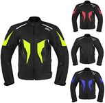 DALLX Motorcycle Textile Adventure Dirt Bike Riding Jackets with CE Armor for Mens Width Adjustment and Air Vent Zipper, Black Green, Small