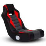 X Rocker Flash Floor Rocker Video Gaming Chair, Headrest Mounted Speakers, Integrated 2.0 Wired Audio System, Black, Gray, and Red