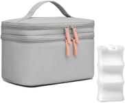 QIUXQIU Breast Pump Bag for Hands-Free Wearable Breast Pumps、Bottles,Pump Parts, and Storage Bag，Tote Bag，Multi-Function Breastmilk Cooler Bag Insulated Bag,with Cooler Including 1pcs Ice Pack(Gray)