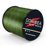 Dorisea Extreme Braid 100% Pe Braided Fishing Line 6-300Lb Test Fishing Wire 100m/109Yards Fishing String-Abrasion Resistant Incredible Superline Zero Stretch Small Diameter (Army Green, 6lb/0.10mm)