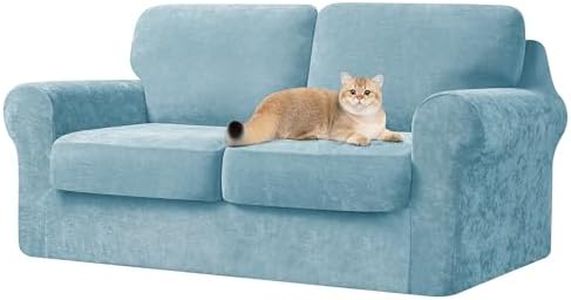 Hokway 5 Pieces Sofa Slipcover Sets Couch Cover Sets Chenille Sofa Covers Individual Seat Covers Furniture Protector Chenille Sofa Slipcovers(Medium,Light Blue)