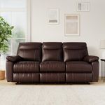 Amazon Brand - Solimo Ranttila Manual 3 Seater Leatherette Recliner (Dark Brown)