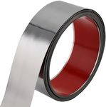 Taaizau Flexible Self Adhesive Metal Strip for Magnet, Strong Peel and Stick Ferrous Tape Roll for Workshop, Office, School and Home Decoration (Shiny Silver, 16.4ft x 3.15inch)