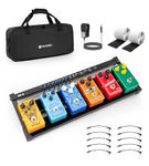 Vangoa Guitar Pedal Board with Power Supply, 21" x 8" Folding Powered Pedal Board 9V/12V/18V Aluminium Alloy Folding Small Pedalboard for Guitar with Premium Carry Bag, SD-S