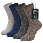 Mens Thermal Socks, 4 Pairs of Thick Merino Wool-Blend Boot Socks, Perfect for Hiking and Outdoor Winter Wear, Breathable (UK, Numeric, 6, 11, Regular, Regular, Grey/Navy/Black Marl/Brown Marl)