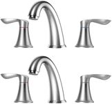 Bathroom Faucet, 8 Inch Bathroom Faucets for Sink 3 Hole, Widespread Brushed Nickel Bathroom Faucet with Pop up Drain and cUPC Lead-Free Hose (Brushed Nickel 2 Packs)