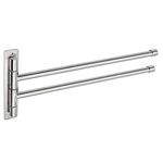 BTSKY™ New Wall-Mounted Stainless Steel Bathroom Kitchen Towel Rack Holder with Extra Long 2 Bars Swivel Bars