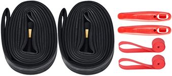 2-Pack 700x35C/38C/40C/43C Road Bike Inner Tube with Tire Levers and Rim Strips, 700C Tubes Compatible with 700x35C 700x38C 700x40C 700x42C 700Cx43C Road Bicycle Tyre Schrader Valve 48MM