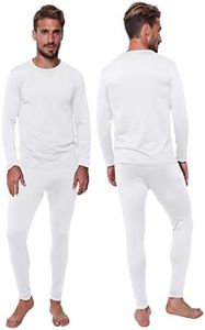 Thermal Underwear for Men Long John Set for Cold Weather Mens 2 pc Long Sleeve Shirt and Leggings Fleece Base Layer Thermals, White, XX-Large