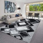 PHP Extra Large Area Rugs 200 x 290 cm Bedroom Rug Thick Soft Solid Modern Washable Durable Square Rug Living Room Large Mats - Black