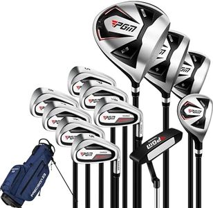 PGM Men's Golf Club Set with 12pcs Clubs - 4 Woods(#1,3,5,4H), 7 Irons(#5,6,7,8,9,PW,SW), and 1 Putter - Golf Stand Bag