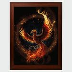 Vastu Phoenix Bird Digital Reprint Trendy Fancy Room Home Office Wall Decoration With Brown Frame (10Inches X 13.5Inches)