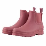 Planone Short rain boots for women waterproof garden shoes anti-slipping chelsea rainboots for ladies comfortable insoles stylish light ankle rain shoes matte outdoor work shoes, Hawthorn Red, 8.5 Wide