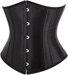 SZIVYSHI Underbust Corset - Corsets for Women - Waist Cincher Shaper Boned Satin Lace Up Vintage Bustier Top, Black, Small