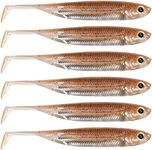 Dr.Fish Paddle Tail Swimbaits, Soft Lures for Bass Fishing, Soft Baits Swim Shad Bait Minnow Lures Drop Shot Fishing Lures Plastic Crappie Baits, 2-3/4 Inches Light Brown