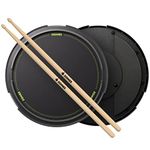 Donner Drum Practice Pad 12 Inches, Quiet Practice Drum Pad Built-in Detachable Ball Box with Drum Sticks - Black