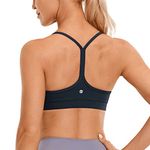 CRZ YOGA Women's Butterluxe Padded Sports Bra - Low Impact Y Back Strappy Bra Racerback Spaghetti Straps Gym Yoga Bras True Navy M