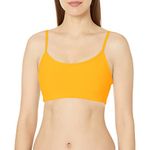 Sage Activewear Women's Moisture Wicking Sports Bra Spaghetti Strap Wirefree Stretch Padded Athletic Yoga Tank Top, Flower Yellow, XS