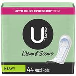 U by Kotex Clean & Secure Maxi Pads for women (Previously 'Security'), Heavy Absorbency, 44 Count (Pack of 1) (Packaging May Vary)