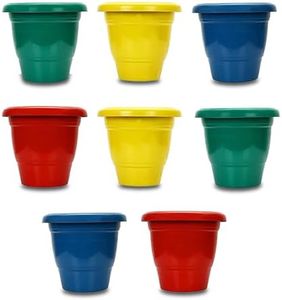 Kraft Seeds by 10CLUB Deluxe Gamla Planter Pots (8 Pcs,10 Inch Multicolor) | Plastic Pots for Lawn, Terrace and Home Garden | Planters for Outdoor and Indoor Garden | Pots for Garden Plants