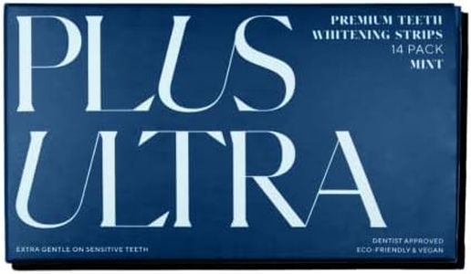 Plus Ultra Mint Flavored Teeth Whitening Strips | Eco-Friendly, Vegan Stain Remover Whitening Strips for Coffee, Wine, Soda | 14 Day Treatment | Formulated for Sensitive Teeth