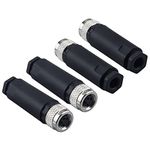 Lonlonty M8 Field Assembly Connector 4-Pin A Coding Female Circular Aviation Connector Plug 8mm Waterproof Circular Aviation Connector Plug Adapter 4 Pack