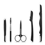 Lusofie Eyebrow Grooming Kit 5IN1 Eyebrow Razor Stainless Steel Eyebrow Trimming Kit with Eyebrow Comb Tweezers Brow Spoolie Brush Scissors for Women and Men