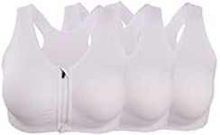 ohlyah Women's Zipper Front Closure Sports Bra Racerback Yoga Bras, White, Large