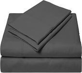 Cotton Sheets Set, Breathable & Cooling Sheets - Hotel Luxury Bed Sheets - Extra Soft- Easy Fit - 4 Piece Set - 600 Thread Count, Wrinkle Free - 45 CM Deep Pocket -Dark Grey Solid, UK King Size