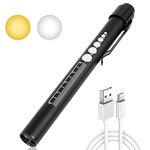 Flintronic Diagnostic Medical Penlight, Rechargeable LED Pen Torch with Pupil Gauge and Clip, First Aid Pupil Gauge Doctors Nurses Medical Pen Light Medical Equipment (With Type-C Charging Cable)