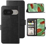 Foluu for Google Pixel 9/Pixel 9 Pro Wallet Case, PU Leather Flip Folio with [Shockproof TPU Inner Case], Kickstand Card Slots Slim Strong Magnetic Closure Cover for Pixel 9/Pixel 9 Pro 2024 (Black)