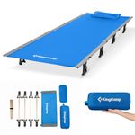 KingCamp Camping Cots for Adults Outdoors Backpacking,Folding Ultralight Heavy Duty Sleeping Cots Compact Portable Cot for Travel Hiking,Indoor Base Camping Bed with Storage Bag and Pillow, Blue