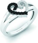 Dazzlingrock Collection 0.17 Carat (Cttw) Sterling Silver Round Black & White Diamond Women Heart Promise Ring, Size 9