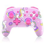 NexiGo Controller for Switch/Switch Lite/OLED, Bluetooth Wireless Controllers for Nintendo Switch with Vibration, Motion, Turbo and LED Light, Gift for Gamer Girls Boys (Pink Unicorn)