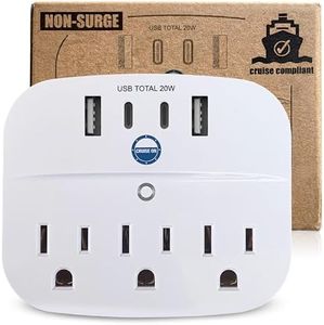 Cruise Approved Non Surge Power Strip [2 USBC, 2 USB, 3 AC] - Cruise Essentials for Carnival, Celebrity, Princess, Norwegian, MSC & Major Cruise Lines